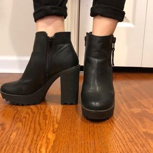 Charlotte Russe Faux Leather Black Heeled Booties